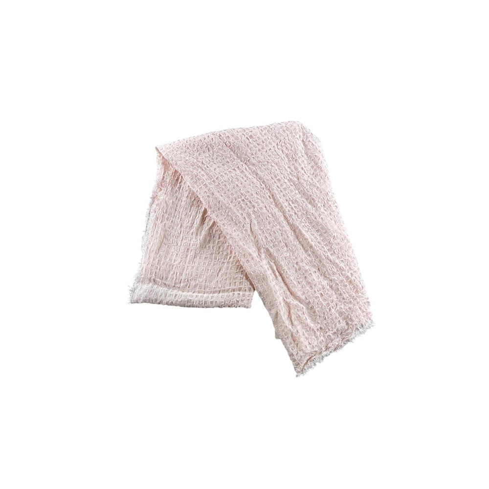 Free People Pink Rose Waffle Knit Linen Blend Frayed Edge Scarf ACCFP2103